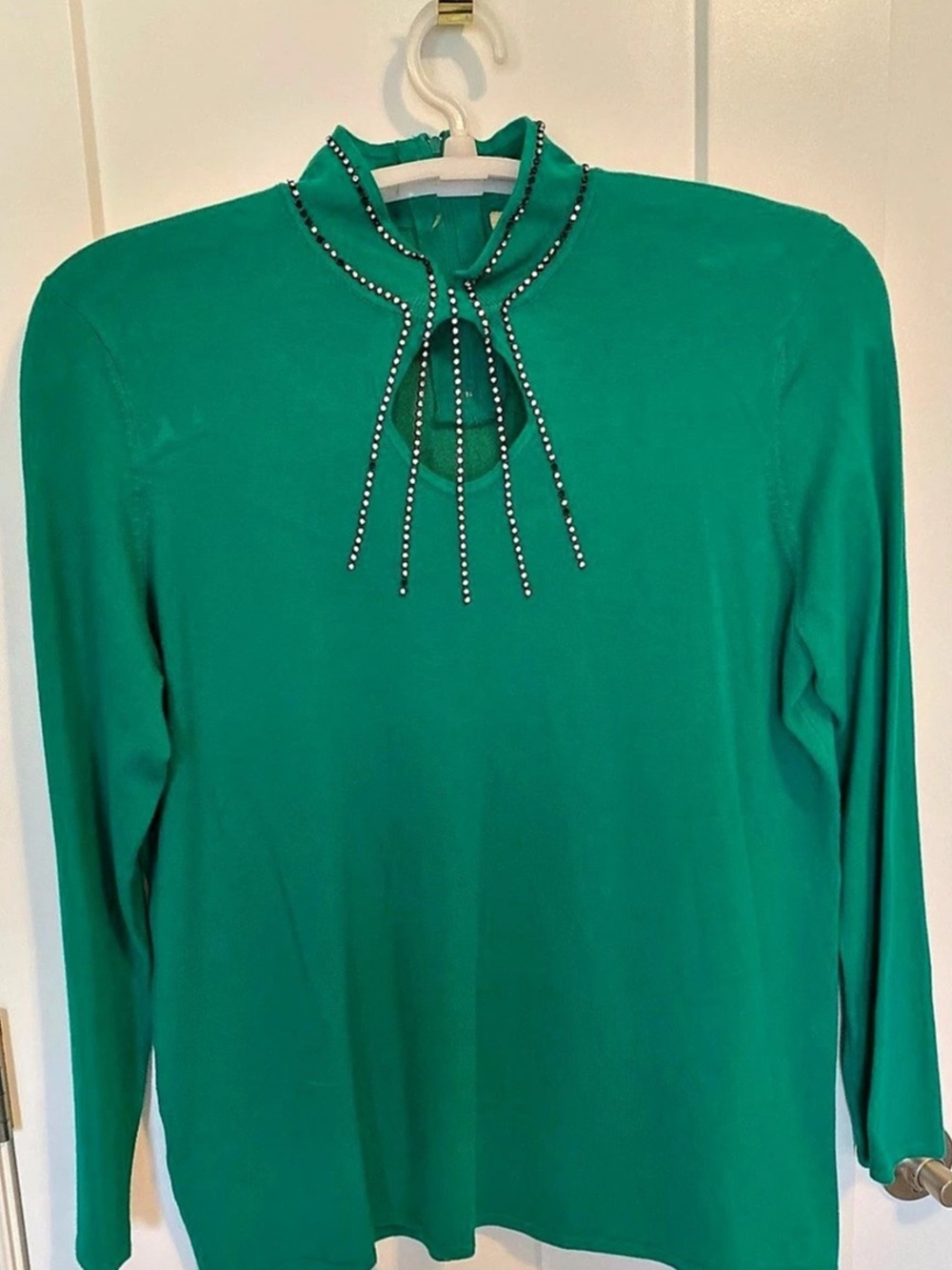 Reba Long Sleeve Beaded Tunic in Green Size 1X Like New